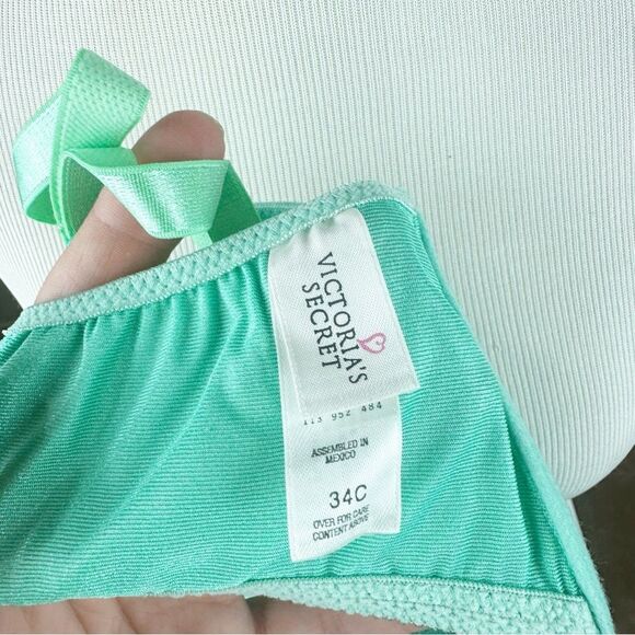 Victorias Secret Green Satin Vintage 90s Push Up Second Skin Bra 34C - Picture 5 of 7